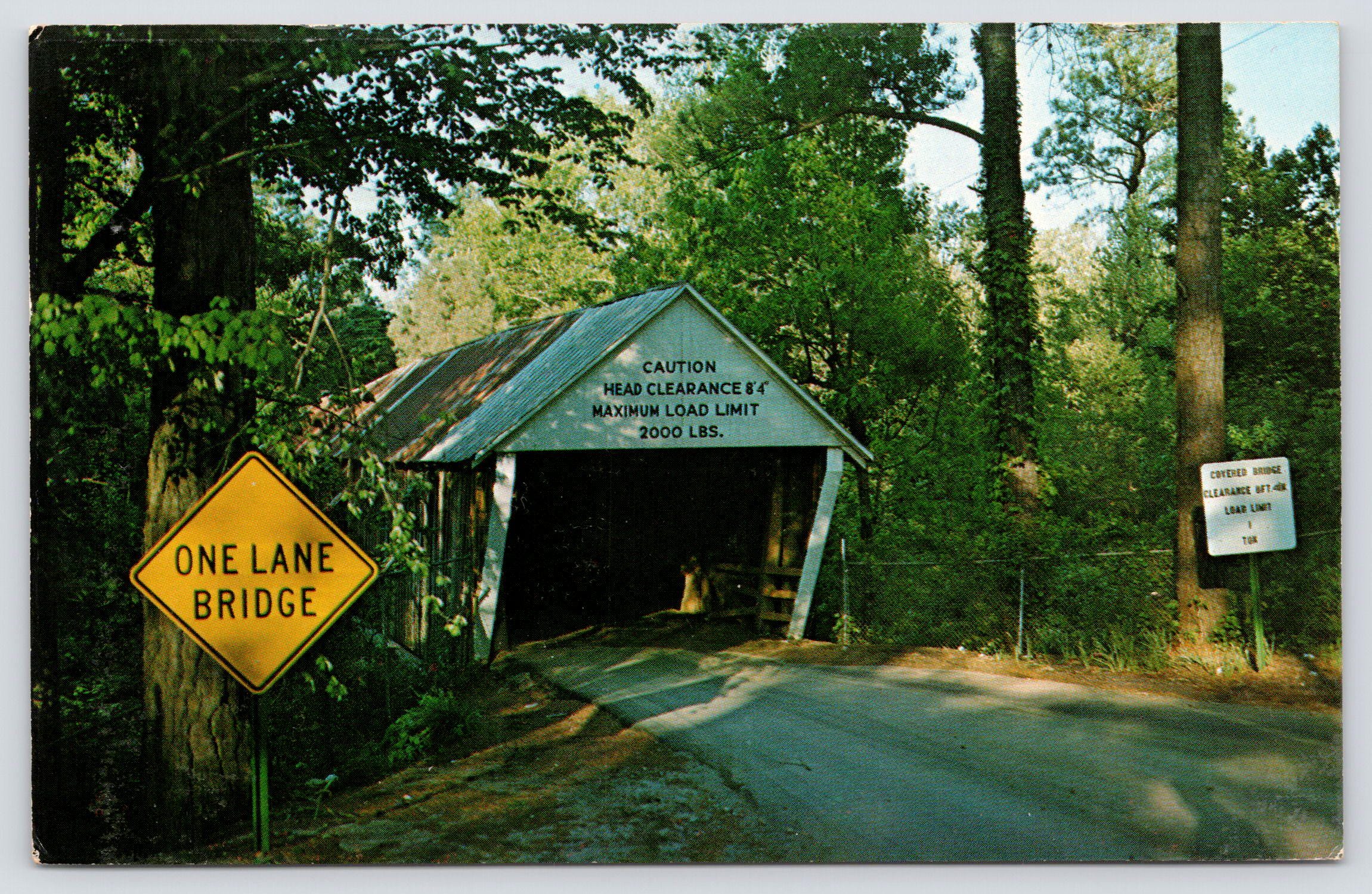 Vintage Postcard, Ruffs Mills Covered Bridge, Marietta / Smyrna area of Cobb County Georgia, c1960s unposted