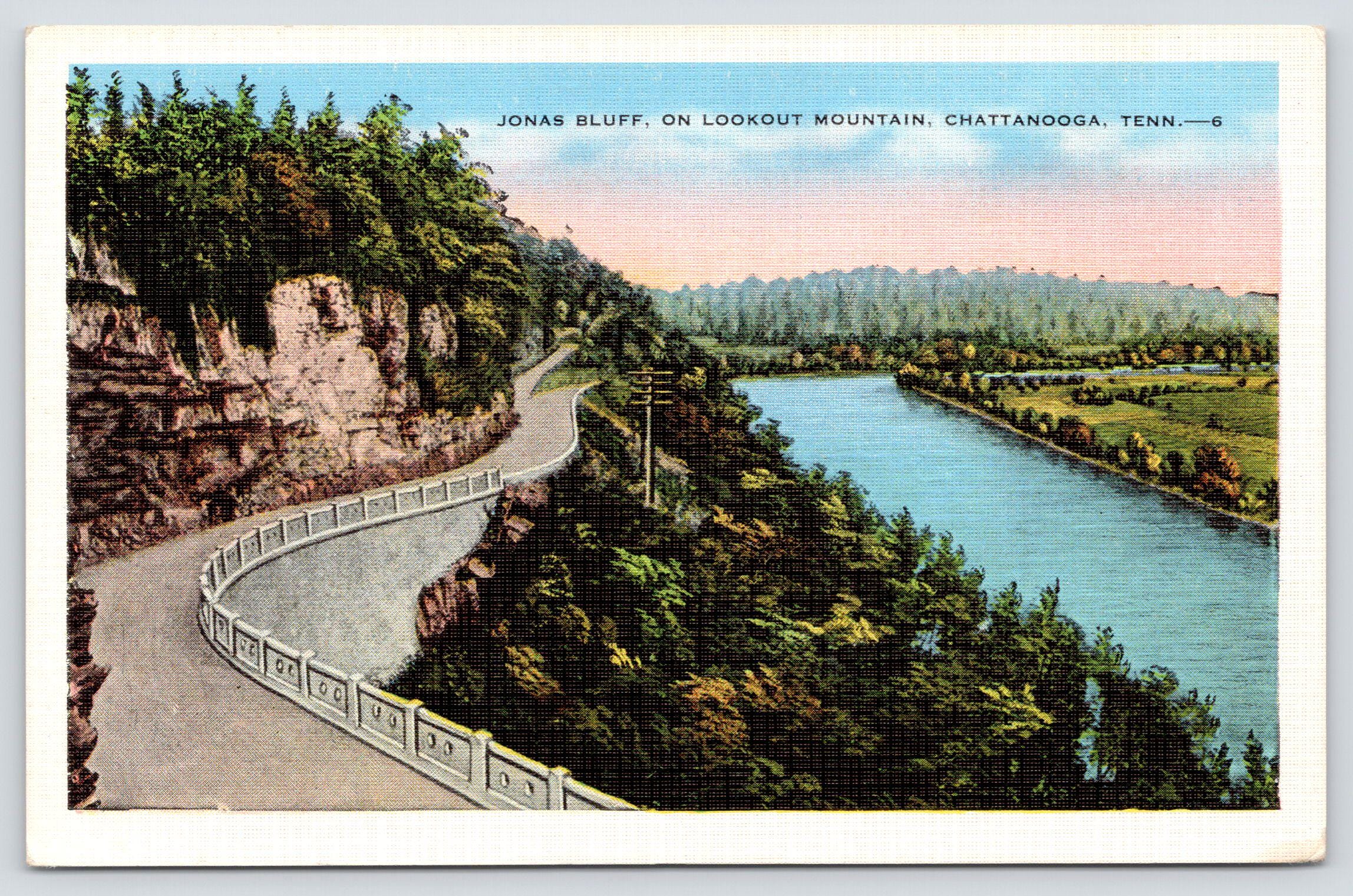 Vintage Postcard, Jonas Bluff, on Lookout Mountain, Chattanooga Tennessee, c1940s unposted