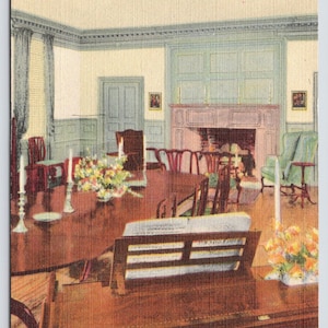 Vintage Postcard, Apollo Room, Raleigh Tavern, Colonial Williamsburg Virginia, c1940s unposted