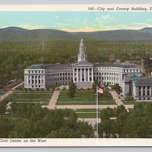 Vintage Postcard, Denver City & County Building, Adjoining Civic Center on the West, Denver Colorado, c1940s unposted
