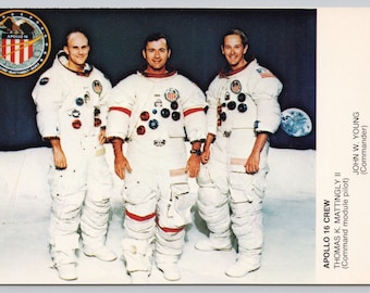 Vintage Postcard, Apollo 16 Crew, Astronaut Postcard, c1970s 4x6 unposted