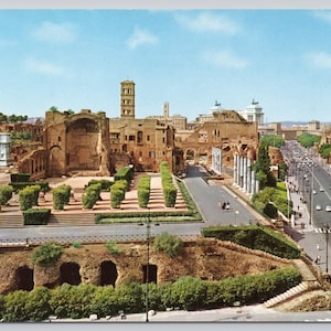 Vintage Postcard, Via dei Fori Imperiali, Rome Italy, Scenic Rome Street Postcard, c1960s 4x6 unposted