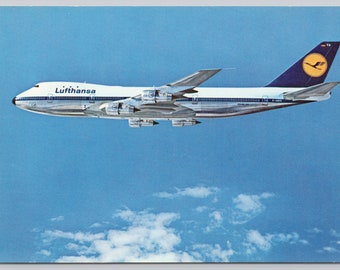 Vintage Postcard, Lufthansa Boeing Jet 747, Vintage Airplane Postcard, c1970s 4x6 unposted