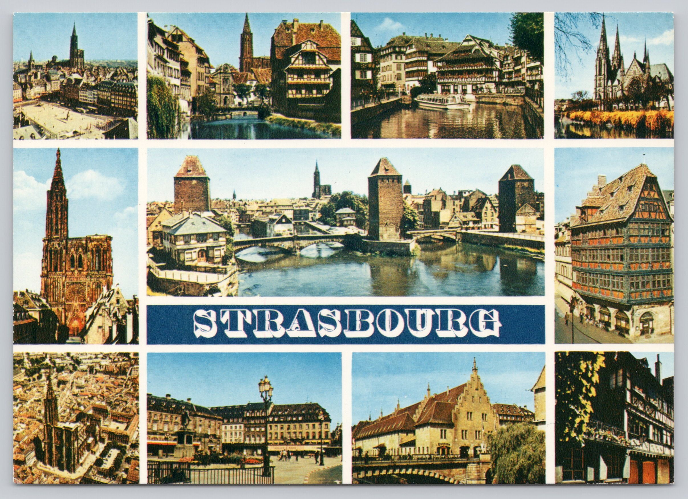 Vintage French Postcard, Strasbourg France Multi View Postcard
