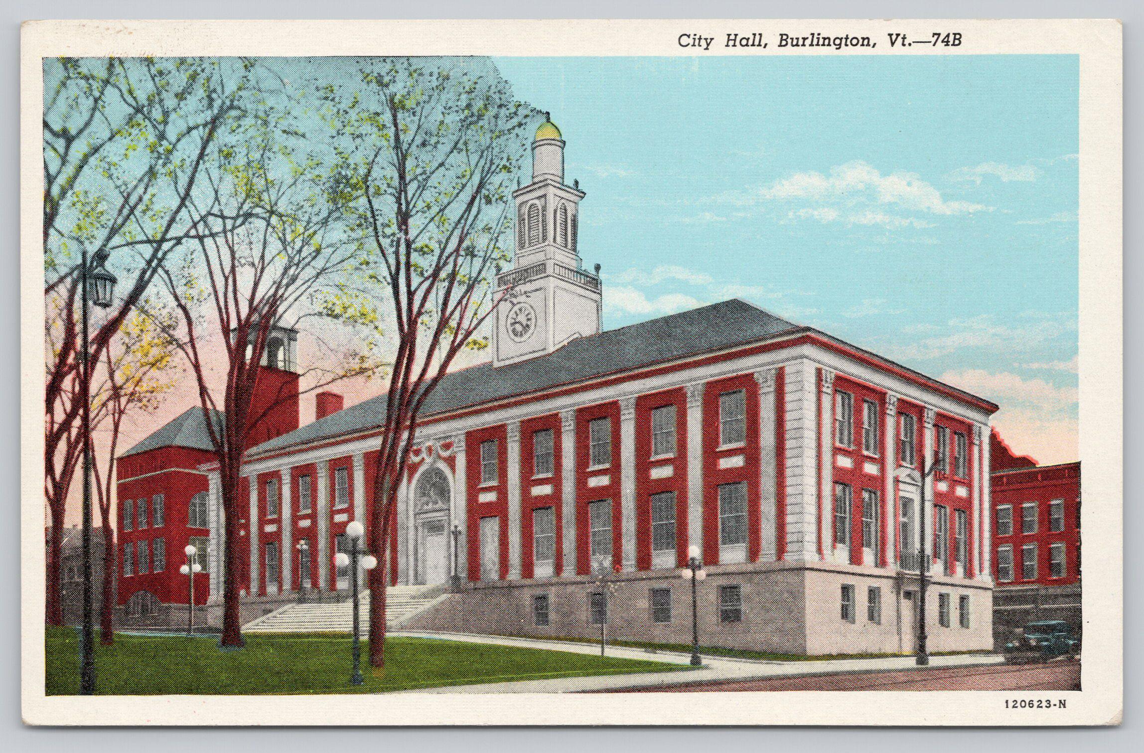 Vintage Postcard, Burlington City Hall Building, Exterior View ...