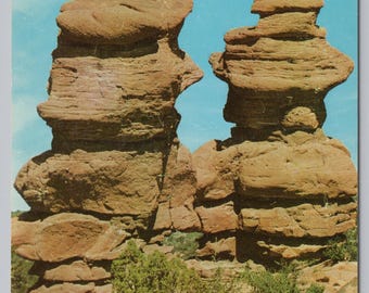 Vintage Postcard, Siamese Twins Rock Formation, Garden of the Gods, Colorado Springs Colorado, c1960s unposted
