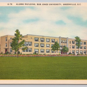 Vintage Postcard, Alumni Building, Bob Jones University, Greenville South Carolina, Vintage South Carolina Postcard, c1940s unposted