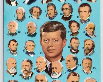 Vintage Postcard, John F Kennedy, 34 Presidents of the United States of America, c1960s unposted