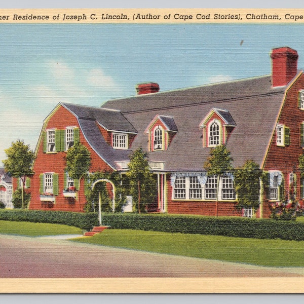 Vintage Postcard, Summer Residence of Joseph C Lincoln (author of cape cod stories), Chatham Cape Cod Massachusetts, c1940s unposted