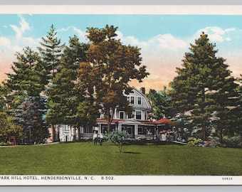 Vintage Postcard, Park Hill Hotel, Hendersonville North Carolina, 1930s White Border Postcard, unposted