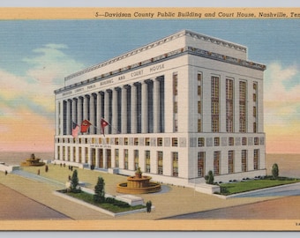 Vintage Postcard, Davidson County Public Building and Court House, Nashville Tennessee, c1940s unposted