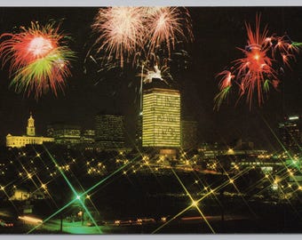 Fireworks Display over Nashville Tennessee, 4x6 Postcard, unposted