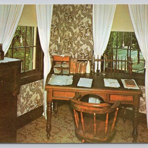 Vintage Postcard, Bedroom Desk, Abraham Lincoln&#39;s Home, Springfield Illinois, c1960s unposted