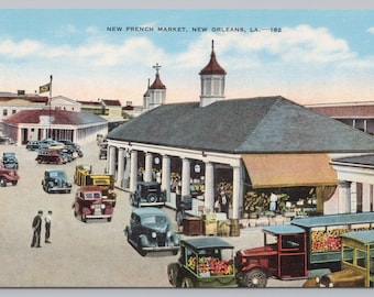 Vintage Postcard, New French Market, New Orleans Louisiana, c1940s unposted