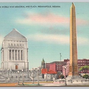 Vintage Postcard, Indiana World War Memorial and Plaza, Indianapolis Indiana, 1940s unposted