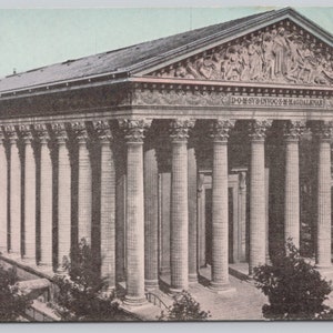 Vintage Postcard, The Church of La Madeleine, Paris France, Rare Antique Color Tinted Postcard, c1910s unposted