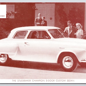 Vintage Postcard, 1950 Studebaker Champion 2-Door Custom Sedan, Car Advertising Postcard, c1950s unposted