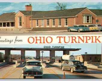Vintage Postcard, Greetings From Ohio Turnpike, c1950s Unposted