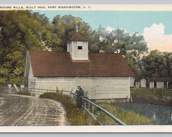 Vintage Postcard, Plandome Mills, Built 1693, Port Washington Long Island New York, 1920s White Border Postcard, unposted