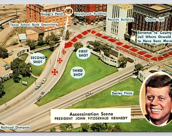 Vintage Postcard, JFK Assassination Scene, Kennedy Assassination, November 22nd 1963, Dallas Texas, c1960s unposted