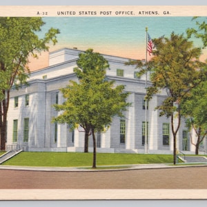 Vintage Postcard, United States Post Office Building, Athens Georgia, c1940s unposted