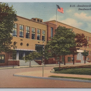 Vintage Postcard, Steubenville High School Building, Steubenville Ohio c1940s unposted