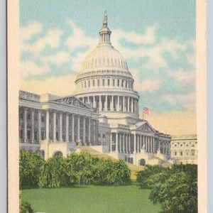 Vintage Postcard, United States Capitol Dome, US Capitol Building, Washington DC, c1940s unposted