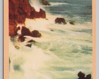 Vintage Postcard, Coast Line of the Pacific Ocean near Malibu, Santa Monica California, c1940s unposted