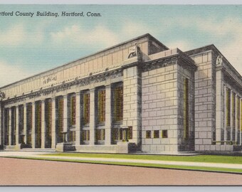 Vintage Postcard, Hartford County Building, Hartford Connecticut, c1940s unposted