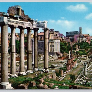 Vintage Postcard, The Roman Forum, Rome Italy, Roman Ruins, c1960s 4x6 unposted