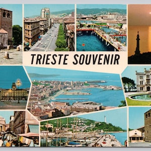 Vintage Postcard, Trieste Italy Multi View Postcard, Trieste Souvenir, c1960s 4x6 unposted