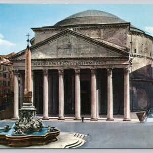 Vintage Postcard, The Pantheon, street view, Rome Italy, c1960s 4x6 unposted