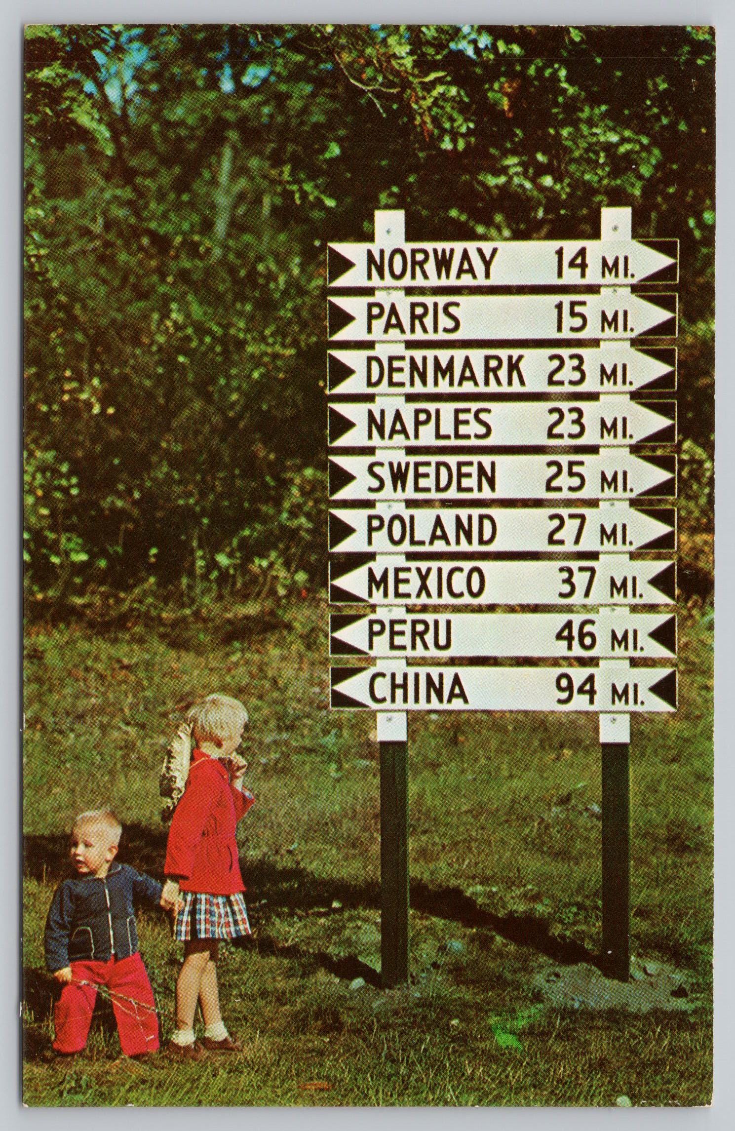Vintage Postcard, Maine's Famous Sign Post, Lynchville Maine, C1950s ...