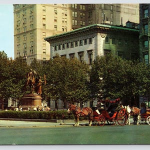 Vintage Postcard, Hansom Cabs, Central Park Plaza, 59th St & 5th Avenue, NYC New York, c1960s unposted