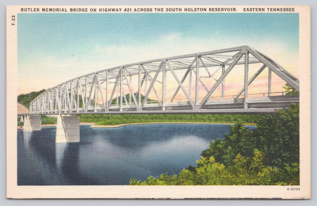 Vintage Postcard, Butler Memorial Bridge on Highway 421 Across the ...