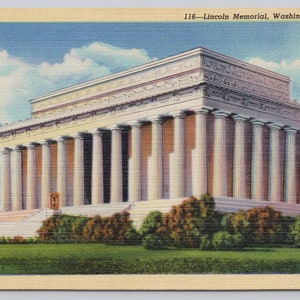 Vintage Postcard, Lincoln Memorial exterior view, Washington DC, c1940s unposted
