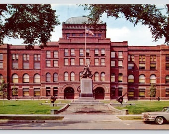 Vintage Postcard, Kane County Court House, street view, Geneva Illinois, c1960s unposted
