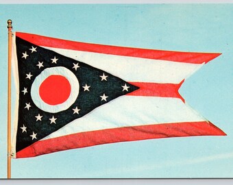 Vintage Postcard, Ohio State Flag, Pennant Shaped Flag, c1950s Unposted
