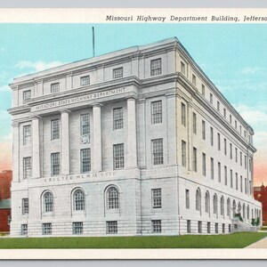 Vintage Postcard, Missouri Highway Department Building, Jefferson City Missouri, 1940s unposted