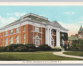 Vintage Postcard, University of New Hampshire Library, Durham New Hampshire, c1930s White Border Postcard, unposted