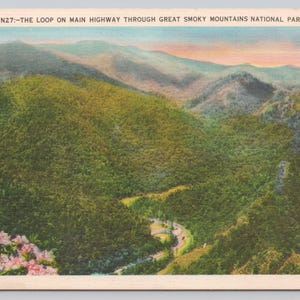 Vintage Postcard, The Loop on Newfound Gap Highway, Great Smoky Mountains National Park, c1940s unposted