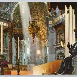 Vintage Postcard, St. Peter&#39;s Basilica Interior View, Rome Italy, c1960s 4x6 unposted