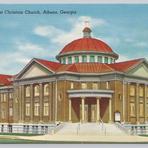 Vintage Postcard, The First Christian Church, Exterior View, Athens Georgia, c1940s unposted