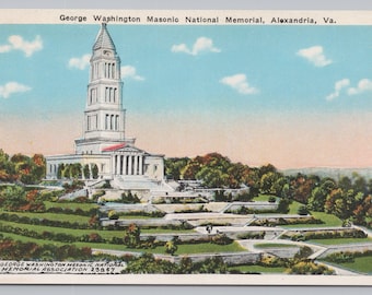 Vintage Postcard, George Washington Masonic National Memorial, Alexandria Virginia, 1920s White Border Postcard, unposted