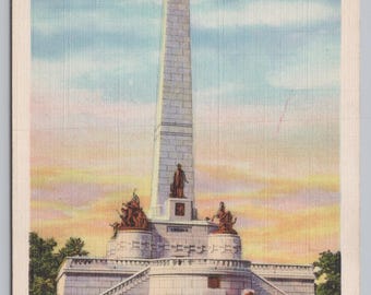Vintage Postcard, Abraham Lincoln's Tomb, Springfield Illinois, 1940s unposted