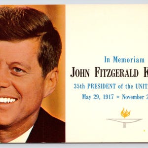 Vintage Postcard, In Memoriam, John Fitzgerald Kennedy, 35th President of the United States, c1960s unposted
