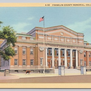 Vintage Postcard, Franklin County Memorial Building, Columbus Ohio, c1940s unposted