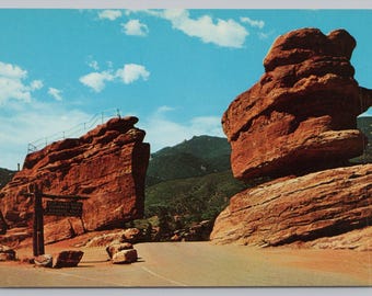 Vintage Postcard, Balanced Rock & Steamboat Rock, Garden of the Gods, Colorado Springs Colorado, c1960s unposted