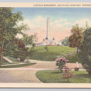 Vintage Postcard, Abraham Lincoln Monument, Oak Ridge Cemetery, Springfield Illinois, 1940s unposted