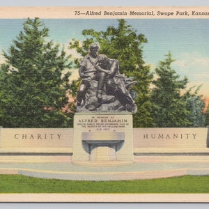 Vintage Postcard, Alfred Benjamin Memorial Statue, Swope Park, Kansas City Missouri, c1940s unposted